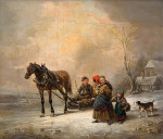 ₴ Репродукция бытовой жанр "Поездка"