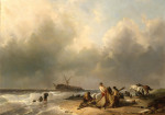 ⚓Репродукция морской пейзаж "Фигуры на пляже, обломки корабля в волнах"