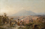 ₴ Репродукция пейзаж "Девушки на холме с видом на Помпеи, Везувий вдали"