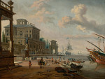 ⚓Репродукция морской пейзаж "Каприччио с итальянской гаванью с фигурами на причале под классическими зданиями" ⚓Репродукция морской пейзаж "Каприччио с итальянской гаванью с фигурами на причале под классическими зданиями"