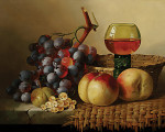 ₴ Репродукция натюрморт "Натюрморт с фруктами и бокалом вина"