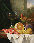 ₴ Репродукция натюрморт "Натюрморт с креветками и фруктами"