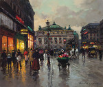 ₴ Репродукция городской пейзаж известного художника "Авеню де л'Опера после дождя"