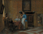 ₴ Репродукция бытовый жанр известного художника "Свободное время в элегантной обстановке"