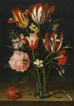 ₴ Репродукция цветочный натюрморт известного художника "Букет цветов в стеклянной вазе"