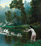 ₴ Репродукция бытовой жанр известного художника "Леда и лебедь"