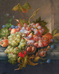 ₴ Репродукция натюрморт "Натюрморт с фруктами, каштанами и улиткой"