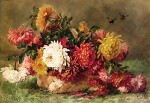 ₴ Репродукция цветочный натюрморт "Хризантемы в корзине"