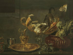 ₴ Репродукция натюрморт известного художника "Бьющиеся коты, стол застелен изысканными серебряными и золотыми предметами и урной, наполненной артишоками"