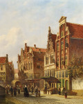 ₴ Репродукция городской пейзаж "Летняя уличная сцена в голландском городе"