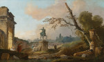 ₴ Репродукция пейзаж известного художника "Пейзаж с развалинами и статуей Марка Аврелия"
