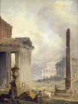₴ Репродукция пейзаж известного художника "Римские руины, Форум с Колизеем и обелиском"