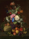 ₴ Репродукция натюрморт "Натюрморт с фруктами и цветами"