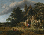 ₴ Репродукція краєвид "Краєвид з фігурами біля стін руїн церкви"