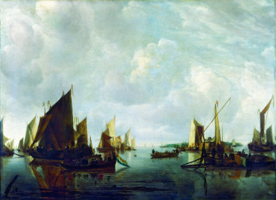 ⚓Репродукція морський пейзаж від 235 грн.: Річкова сцена з голландськими суднами в штиль