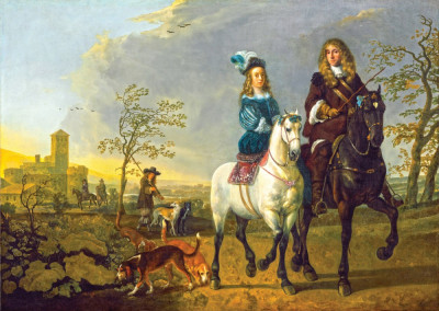₴ Картина побутового жанру відомого художника від 180 грн.: Леді і джентльмен на конях