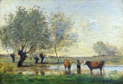 ₴ Репродукция пейзаж от 223 грн.: Коровы в болотистом пейзаже