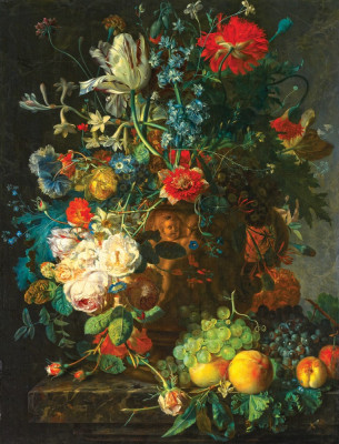 ₴ Репродукція натюрморт від 331 грн.: Натюрморт з квітами та фруктами