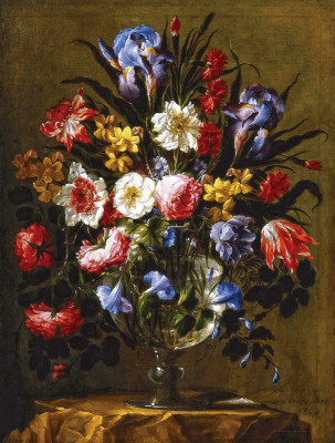 ₴ Репродукція натюрморт від 252 грн.: Скляна ваза з квітами