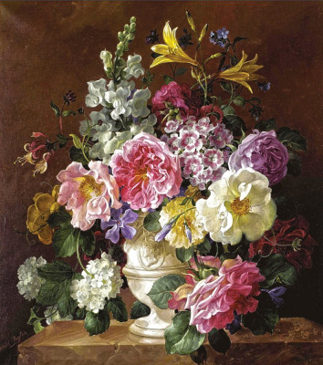 ₴ Репродукція натюрморт від 223 грн.: Натюрморт з квітами на постаменті