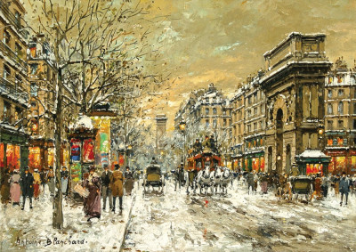 ₴ Картина міський пейзаж відомого художника від 229 грн.: Зимовий бульвар Сен-Мартен