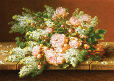 ₴ Репродукція натюрморт від 229 грн.: Рожеві троянди та бузок