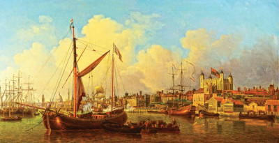 ⚓Репродукция морской пейзаж от 379 грн.: Темза и Лондонский Тауэр, предположительно на день рождения короля