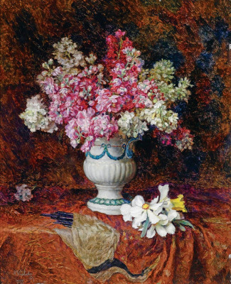 ₴ Картина натюрморт художника от 183 грн.: Цветы в вазе на столе с нарциссами