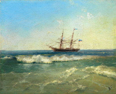 Купить картину морской пейзаж: Корабль около берега