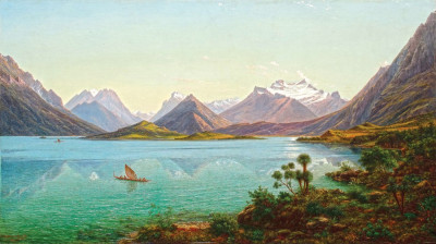 Пейзаж: Озеро Уакатипу с горы Инсло, средний остров, Новая Зеландия
