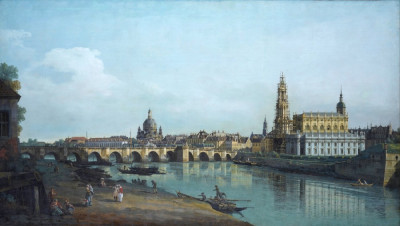 ₴ Репродукція міський краєвид 225 грн.: Дрезден, вид с правого берега Эльбы, мост Августа