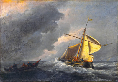 ⚓Репродукция морской пейзаж от 284 грн.: Голландское судно в сильный ветер