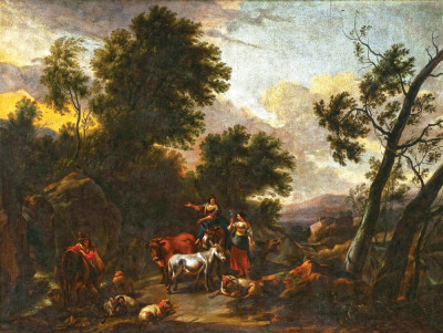 ₴ Репродукция пейзаж от 241 грн.: Итальянский пейзаж с пастухами