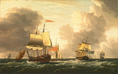 ⚓Репродукція морський краєвид від 333 грн.: Англійський корабель з іншими кораблями та суднами у свіжий бриз