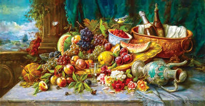 ₴ Репродукция натюрморт от 175 грн.: Большой натюрморт с фруктами