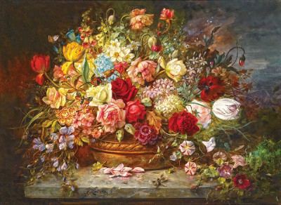₴ Репродукція натюрморт від 235 грн.: Букет квітів у мідній вазі