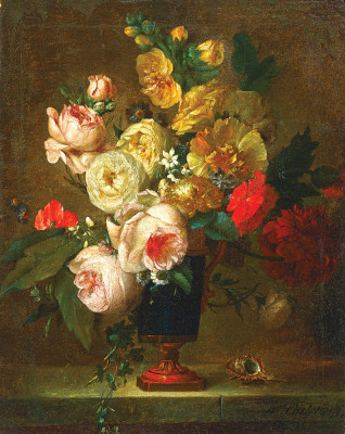 ₴ Картина натюрморт художниці від 205 грн.: Квіти у вазі і черепашка