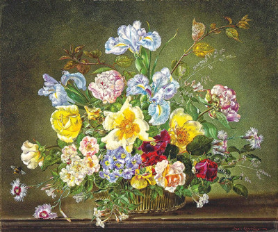 ₴ Репродукція натюрморт від 212 грн.: Натюрморт з півонією та іншими квітами