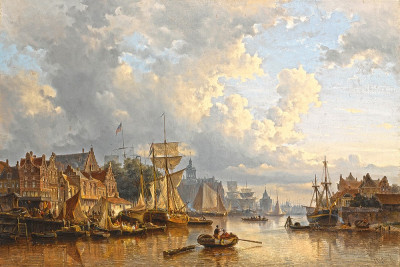 ⚓Репродукция морской пейзаж от 217 грн.: Корабли на реке Эй, Амстердам