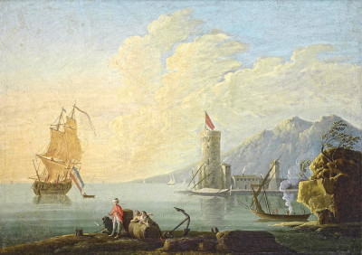 ⚓Репродукція морський краєвид від 337 грн.: Середземноморська портова сцена з фігурами на передньому плані