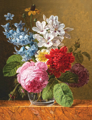 ₴ Репродукція натюрморт від 252 грн.: Букет квітів у склянці