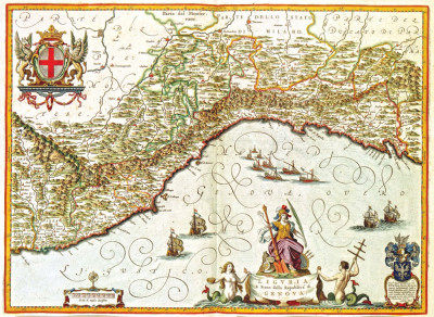 ₴ Стародавні карти високої роздільної здатності від 235 грн.: Лігурія, стан Республіки Генуя