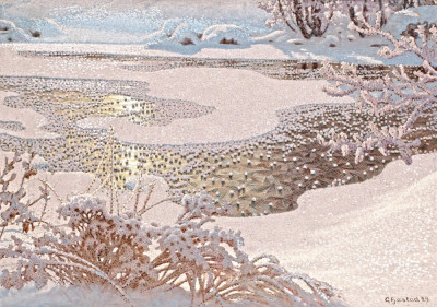 ₴ Картина пейзаж художника від 229 грн.: Мороз на замерзлому озері