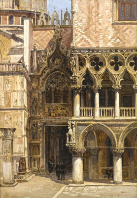 ₴ Репродукція міський краєвид від 208 грн.: Порта делла Карта палацу Дожів, Венеція