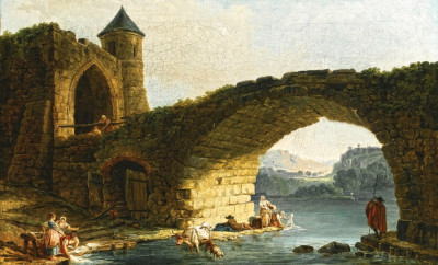 ₴ Репродукция пейзаж от 269 грн.: Каприччио с прачками около руин моста