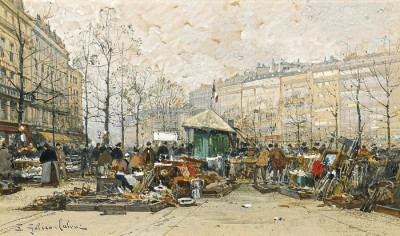 ₴ Репродукція міський краєвид від 261 грн.: Товкучий ринок у Парижі