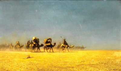 ₴ Репродукція краєвид від 253 грн.: Караван верблюдів у пустелі