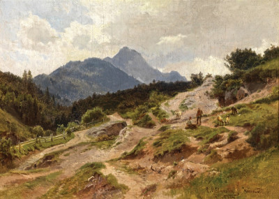 ₴ Репродукция пейзаж от 301 грн.: Миттенвальд в горах Карвендель