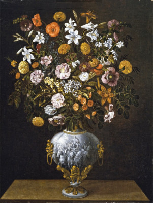₴ Репродукція натюрморт від 252 грн.: Квіти у вазі з колісницею