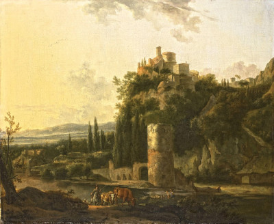 ₴ Репродукція краєвид від 408 грн.: Італійський краєвид з круглою вежею